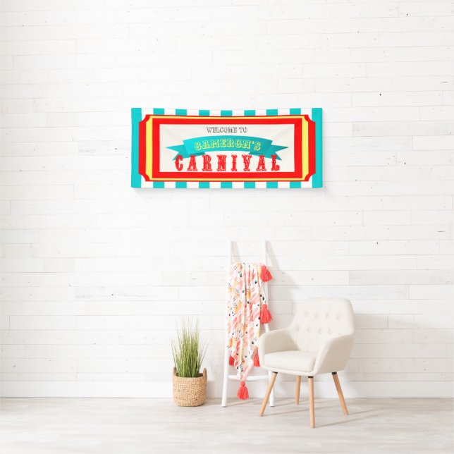 Carnival Party Classic Vintage Style Stripes Banner (Insitu)