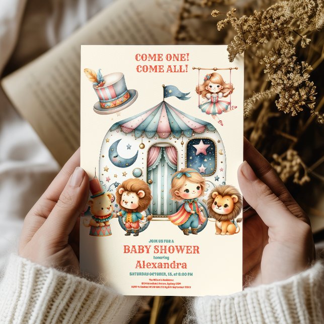 Carnival Party Pink Circus Baby Shower Invitation (Creator Uploaded)