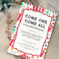 Carnival Party Pink Circus Girl 1st Birthday