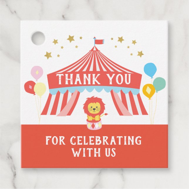 Carnival party tag, Circus Favour Tags (Front)