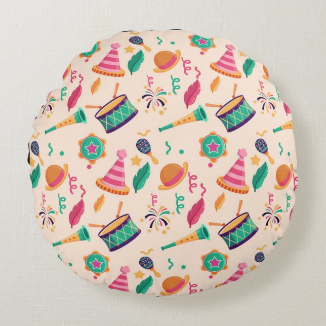Carnival pattern round pillow (Front)