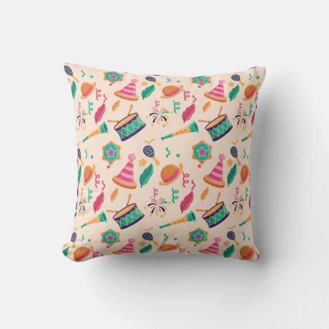 Carnival pattern throw pillow (Front)