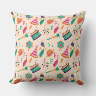 Carnival pattern throw pillow