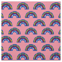 CARNIVAL - Primary Colour Retro Rainbows on Pink