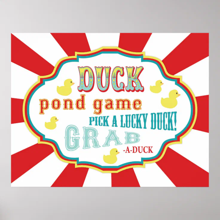 Carnival Sign Duck Pond Game | Zazzle