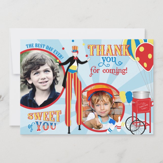 Carnival Stilt Walker Cotton Candy Thank You (Front)