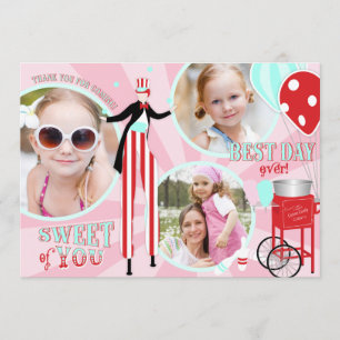Carnival Stilt Walker Cotton Candy Thank You Card
