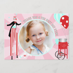 Carnival Stilt Walker Cotton Candy Thank You Card