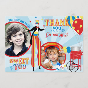 Carnival Stilt Walker Cotton Candy Thank You Card