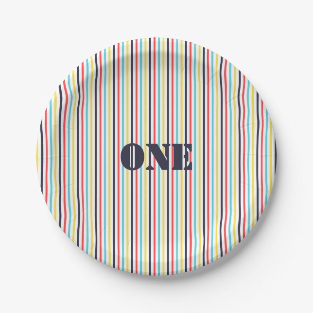 Carnival Stripe Paper Plate {Editable Text} (Front)