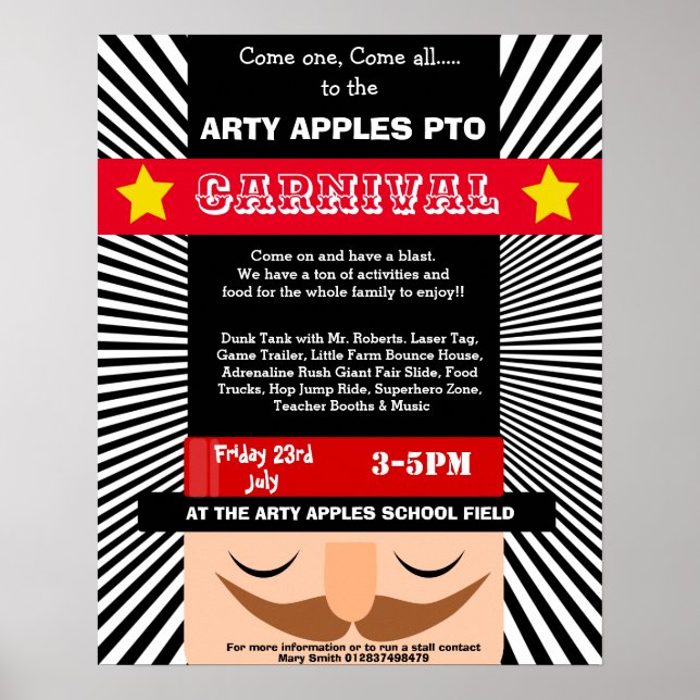 carnival summer fair PTA school fundraising poster (Front)