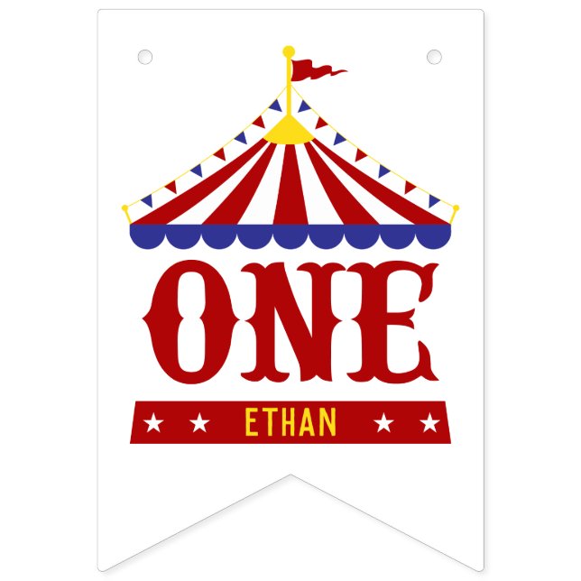 Carnival Theme 1st Birthday 12 Month Photo Bunting Flags (First Flag)