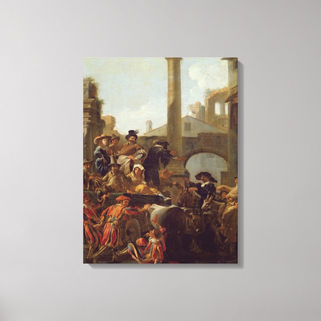 Carnival Time in Rome, 1653 (oil on canvas) Canvas Print (Front)