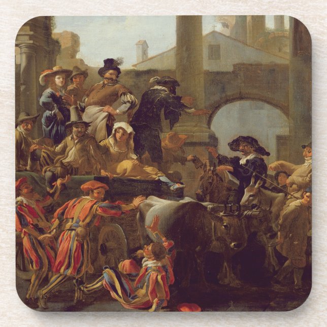 Carnival Time in Rome, 1653 (oil on canvas) Coaster (Front)