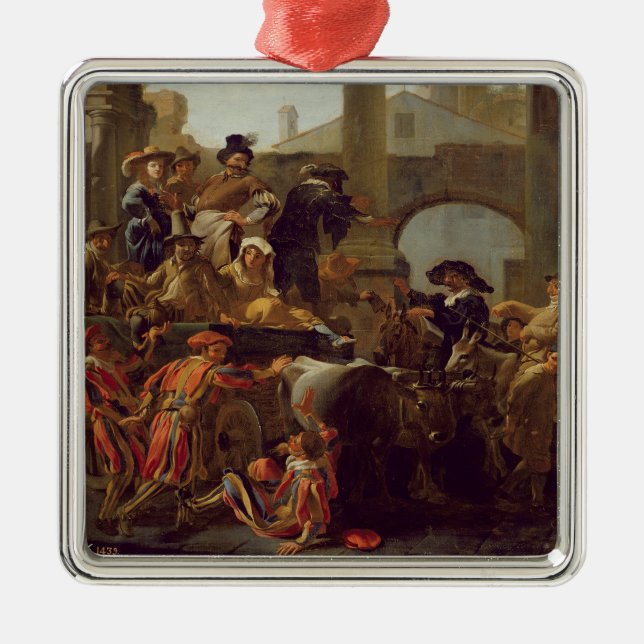 Carnival Time in Rome, 1653 (oil on canvas) Metal Ornament (Front)
