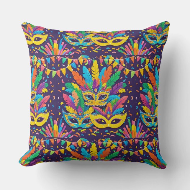 Carnival with masks throw pillow (Front)