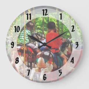 Carnivals - Friends on the Merry-Go-Round Large Clock