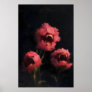 Carnivorous Flower Art Print, Dark Surreal Floral Poster