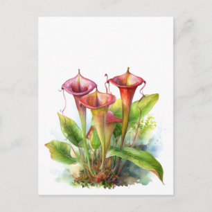 Carnivorous Pitcher Plant Botanical Watercolor Art Postcard