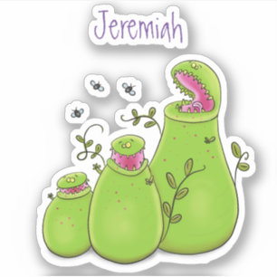 Carnivorous pitcher plants cartoon illustration