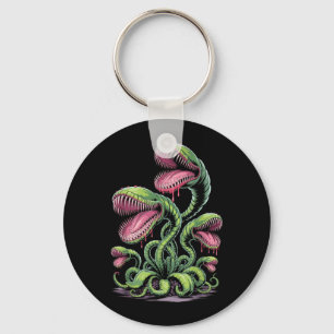 Carnivorous Plant Monster Illustration With Teeth Keychain