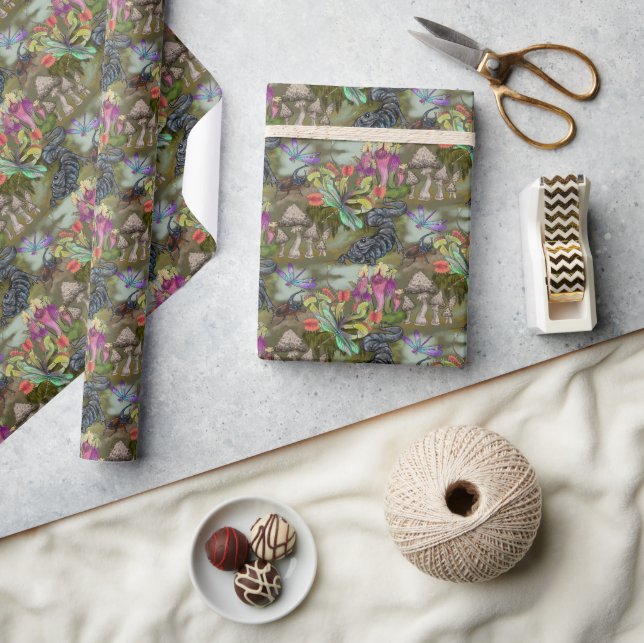 Carnivorous Plant Wetland Goblincore Pattern Wrapping Paper (Crafts)