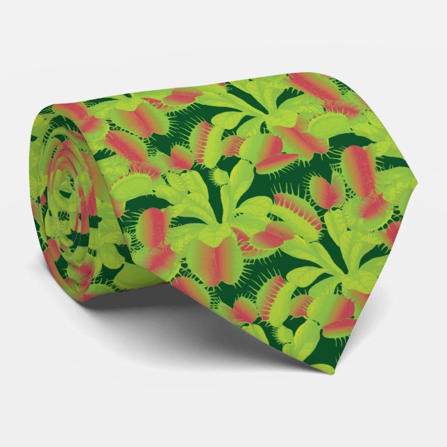 Carnivorous Venus Flytrap Pattern Tie (Rolled)