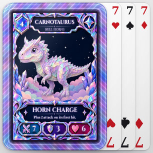 Carnotaurus Dinosaur, Rainbow Foil Art Playing Cards