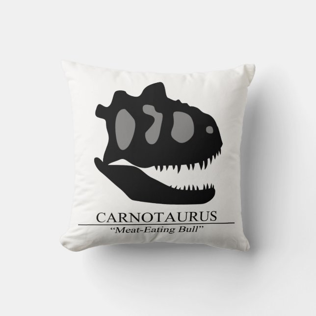 Carnotaurus Skull Throw Pillow (Front)