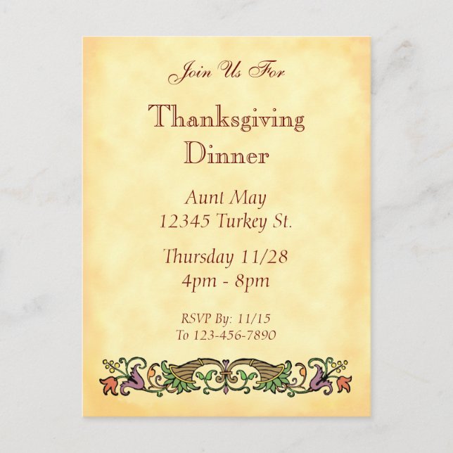 Carnucopia Vintage Thanksgiving Carte postale pers (Devant)
