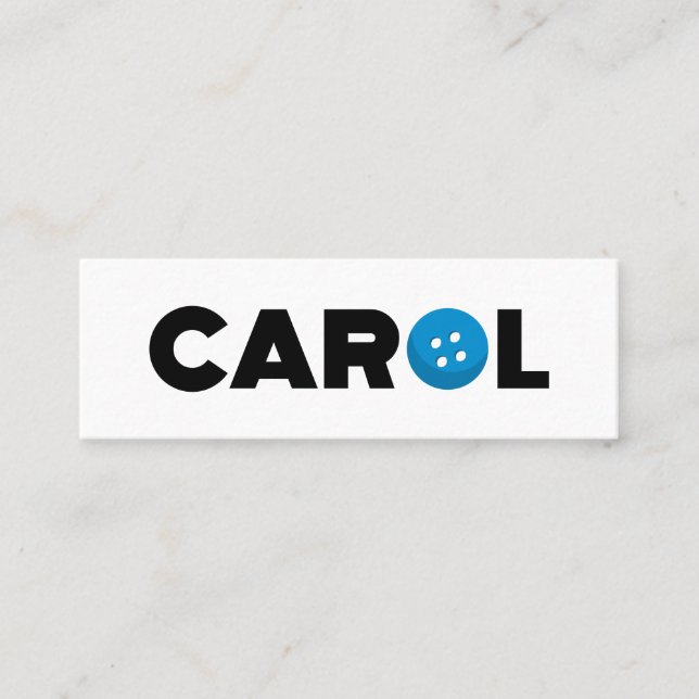 Carol button mini business card (Front)
