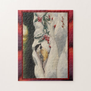 Carol Chick-a-Dee with Mistletoe Jigsaw Puzzle