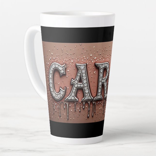 Carol Name in Dripping Gold Latte Mug (Left Angle)