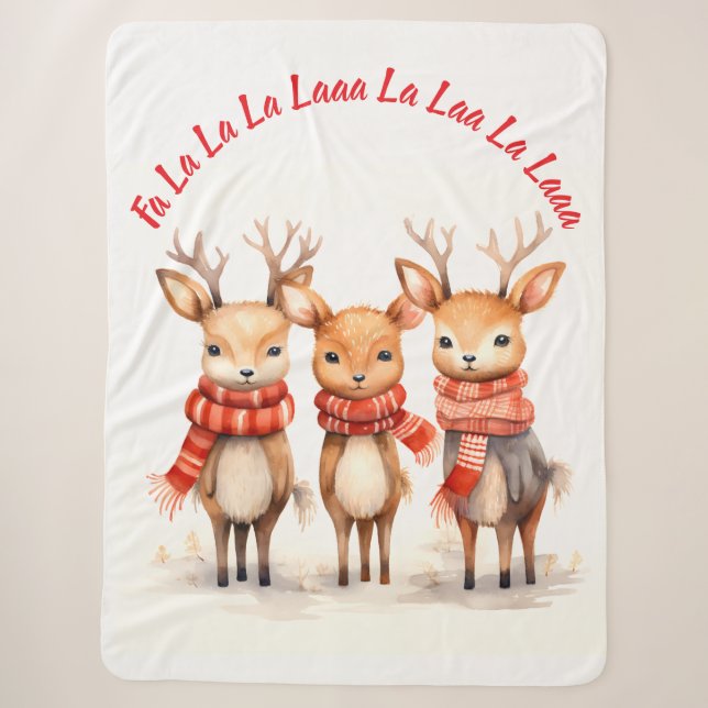 Carol Reindeers Sherpa Blanket (Front)
