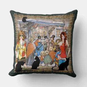 Carol Singers in old Amsterdam Throw Pillow