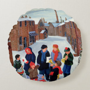 Carol Singers Round Pillow