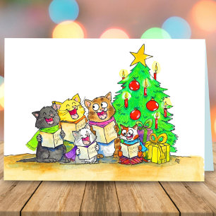 Carol Singing Cats Greeting  Card