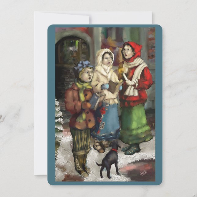 Carolers de Noël de Dickensian peignant la carte (Devant)