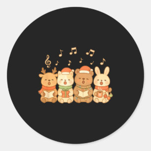 Carolers Kids Boys Girls Christmas Carolers  Classic Round Sticker