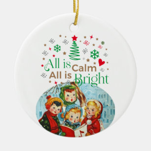 CAROLERS Silent Night All is Calm Family Photo Ceramic Ornament