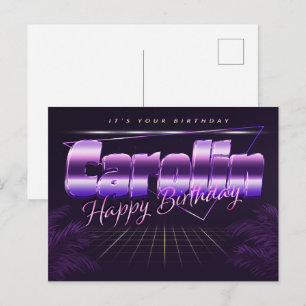 Carolin Name Vorname lila Postkarte Geburtstag Postcard