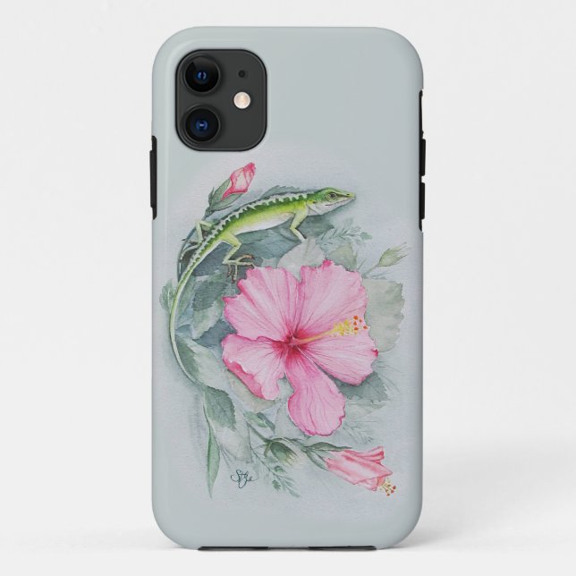 Carolina Anole & Hibiscus  Case-Mate iPhone Case (Back)