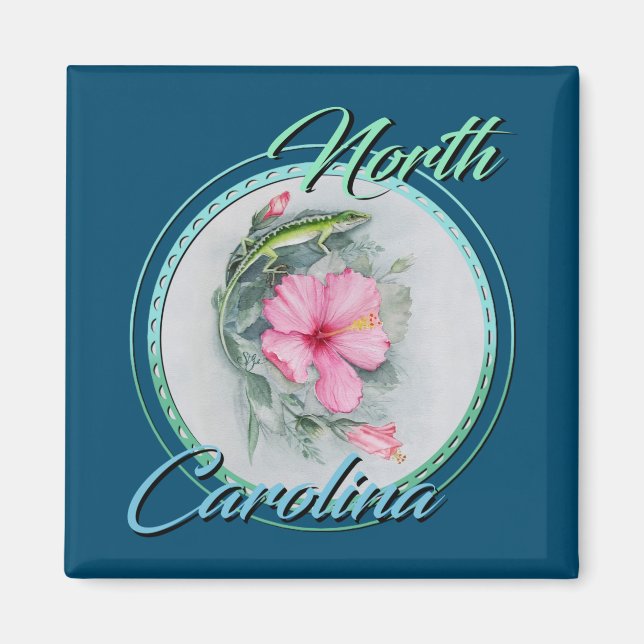 Carolina Anole & Hibiscus Magnet (Front)