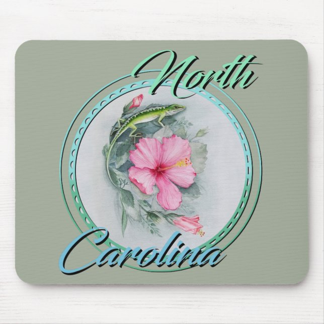 Carolina Anole & Hibiscus Mouse Pad (Front)