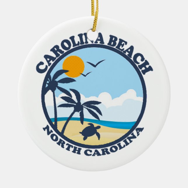 Carolina Beach. Ceramic Ornament (Front)