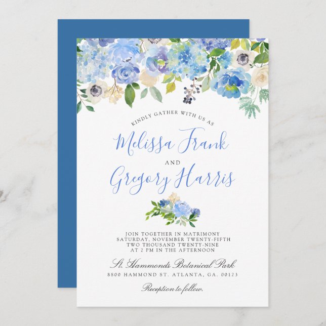 Carolina Bloom | Floral Wedding Invite (Front/Back)