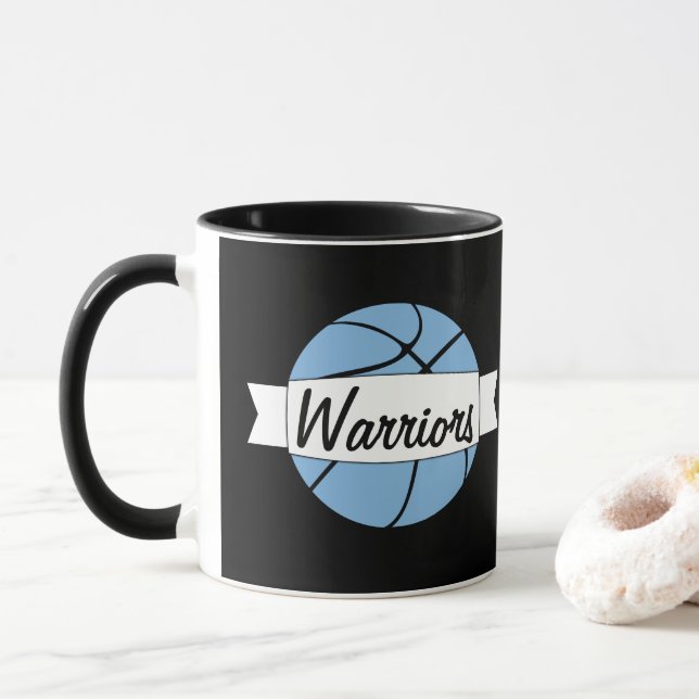 Carolina Blue Basketball Custom Team Name Coach's Mug (With Donut)