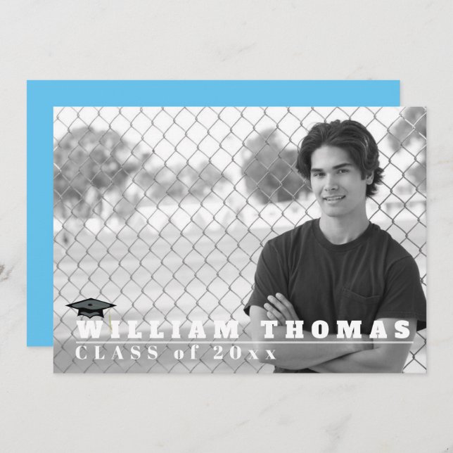 Carolina Blue Grad Invitation,  5" x 7" Card (Front/Back)