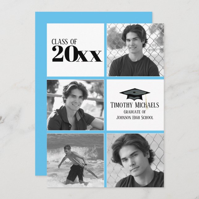 Carolina Blue Graduation Invitation, 7" x 5" Invitation (Front/Back)