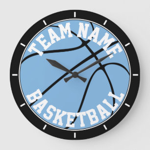 Carolina Blue / Light Blue Basketball Customizable Large Clock